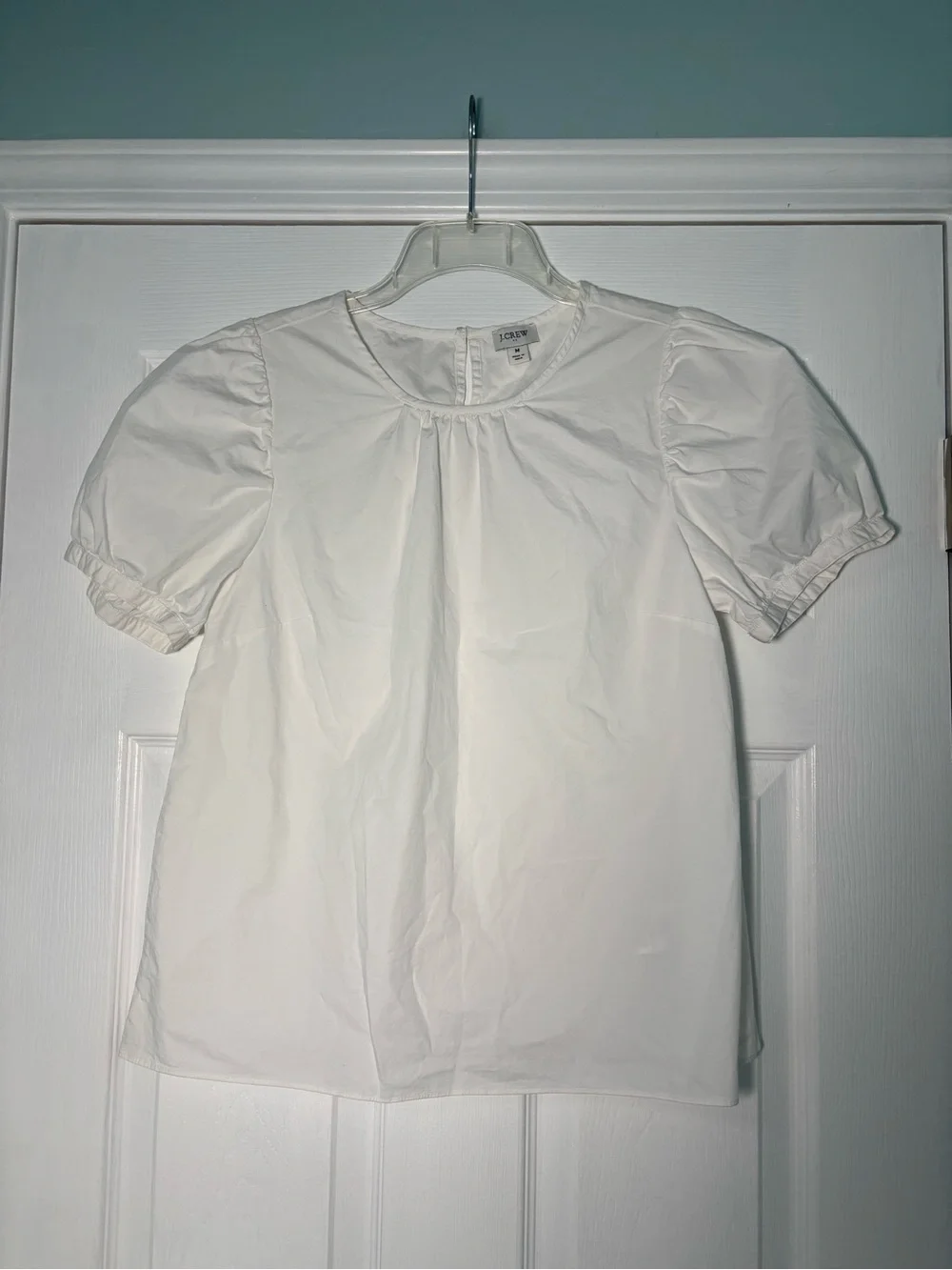 J. Crew White Puff Sleeve Cotton Blouse